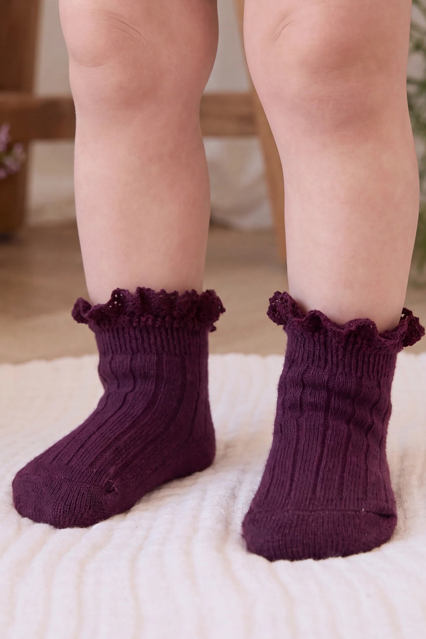Emily Ankle Sock - Fig - Newborn