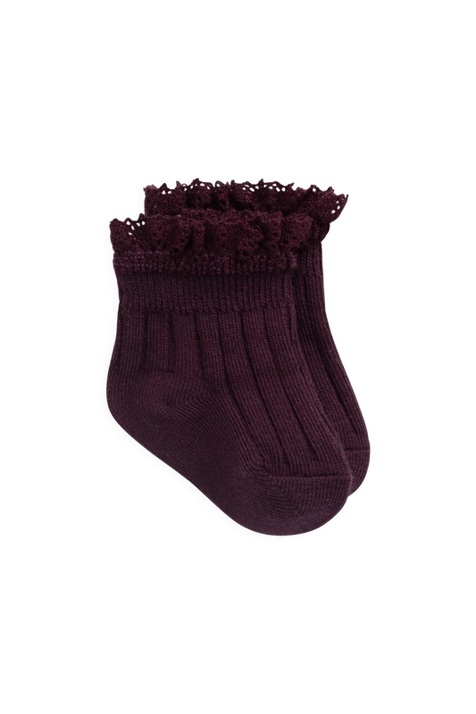 Emily Ankle Sock - Fig - Newborn