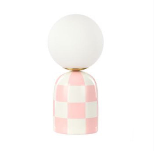 Lamp - Table Lamp - Pink Checkered