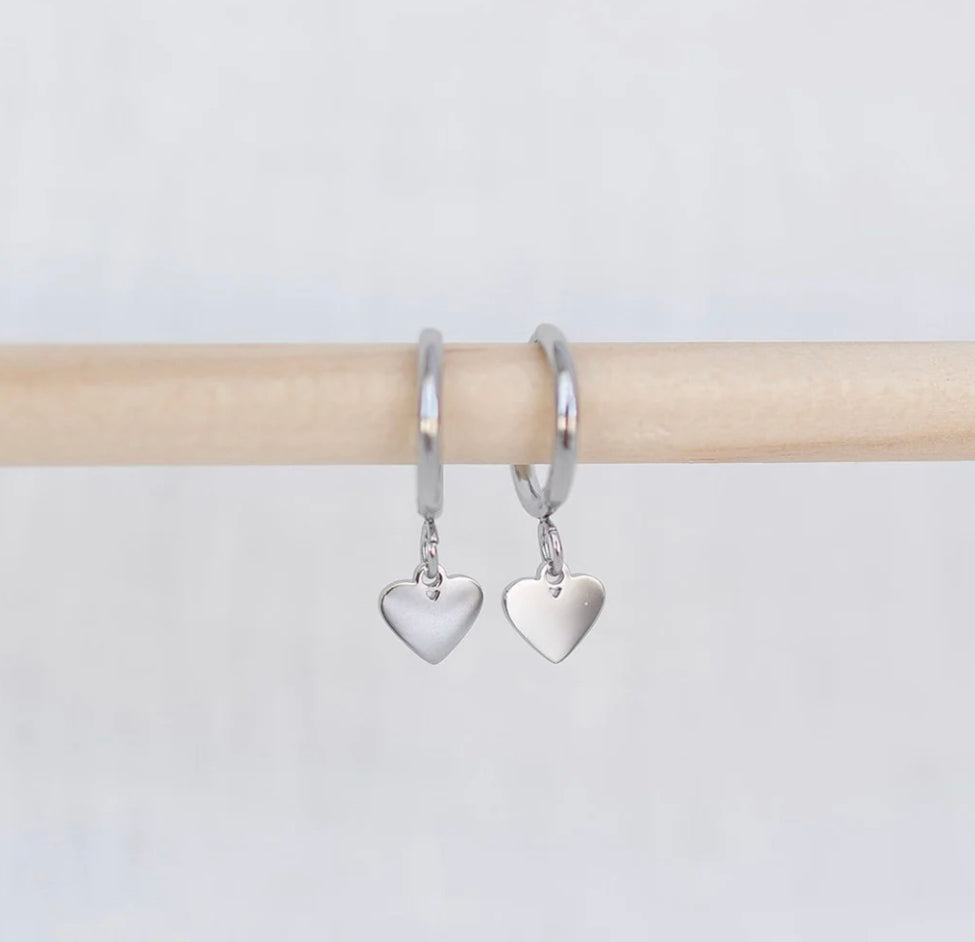 Earrings - Katy B - Heart Hoops