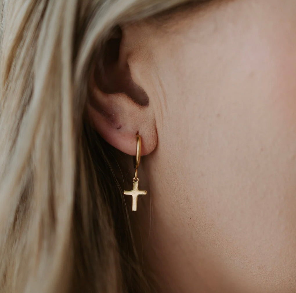 Earrings - Cross Hoops