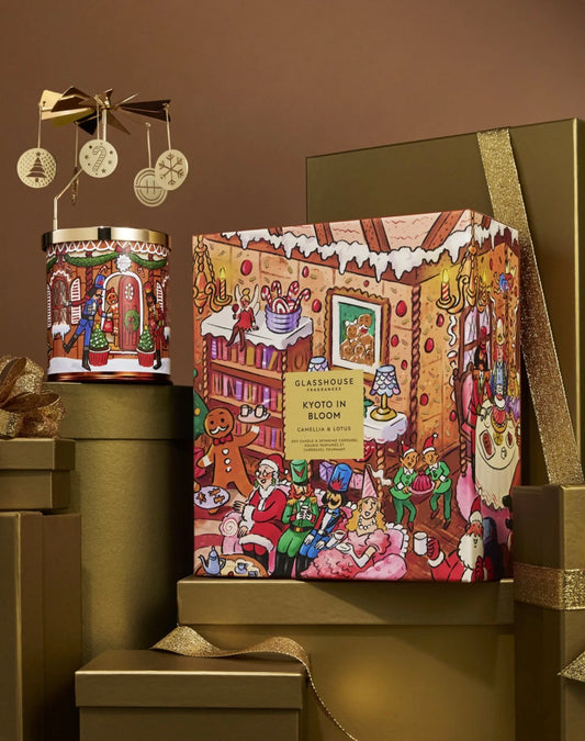 Gift Set - Candle & Spinning Carousel - Kyoto in Bloom - Glasshouse Fragrances