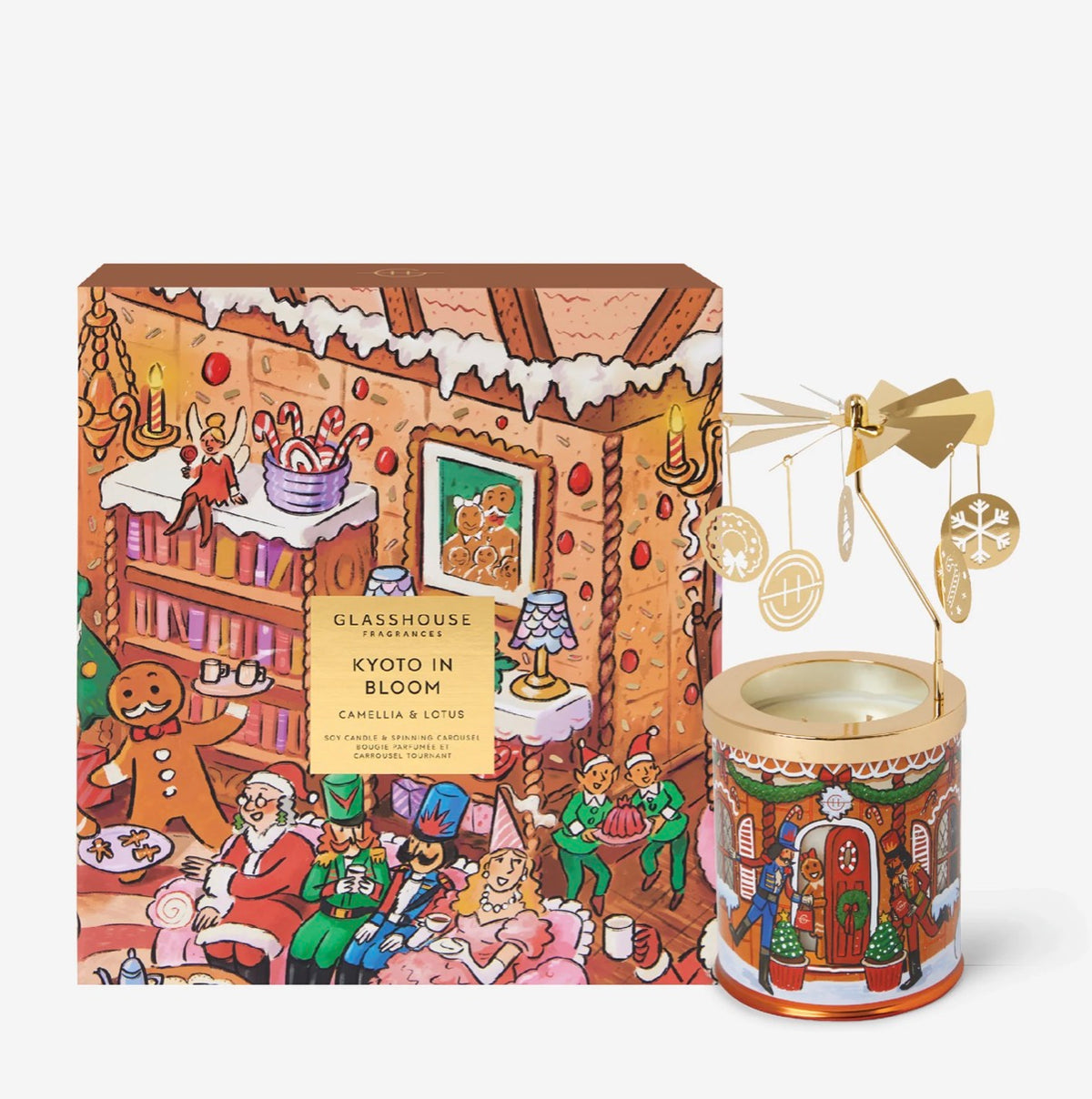 Set - Candle & Spinning Carousel - Kyoto in Bloom - Glasshouse Fragrances