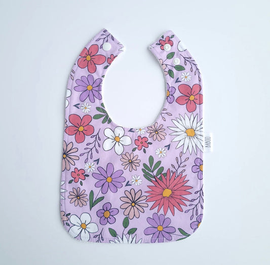 Feeding Bib - Floral - Purple