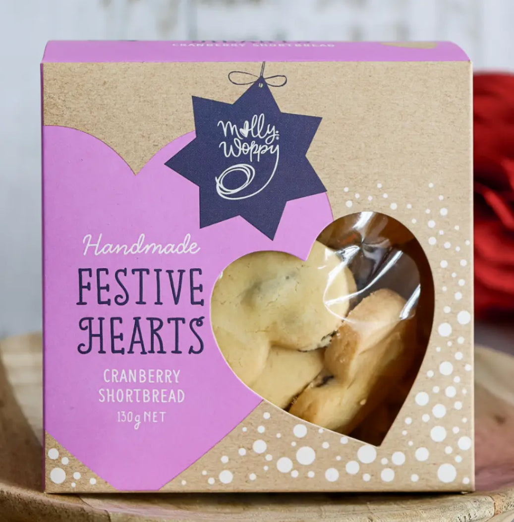 Biscuits (Boxed) - Festive Hearts - Cranberry Shortbread