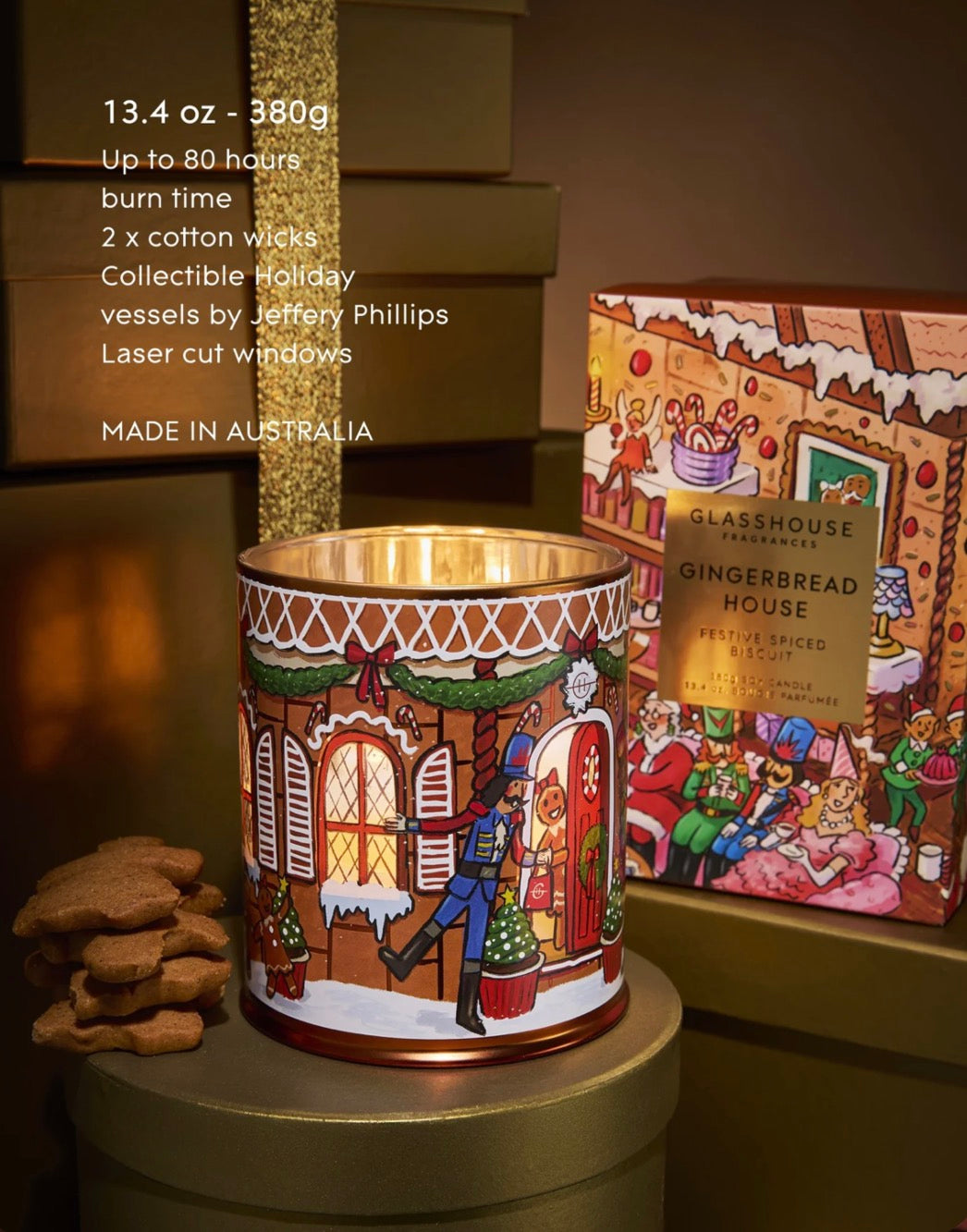 Candle 380g - Gingerbread House - Glasshouse Fragrances
