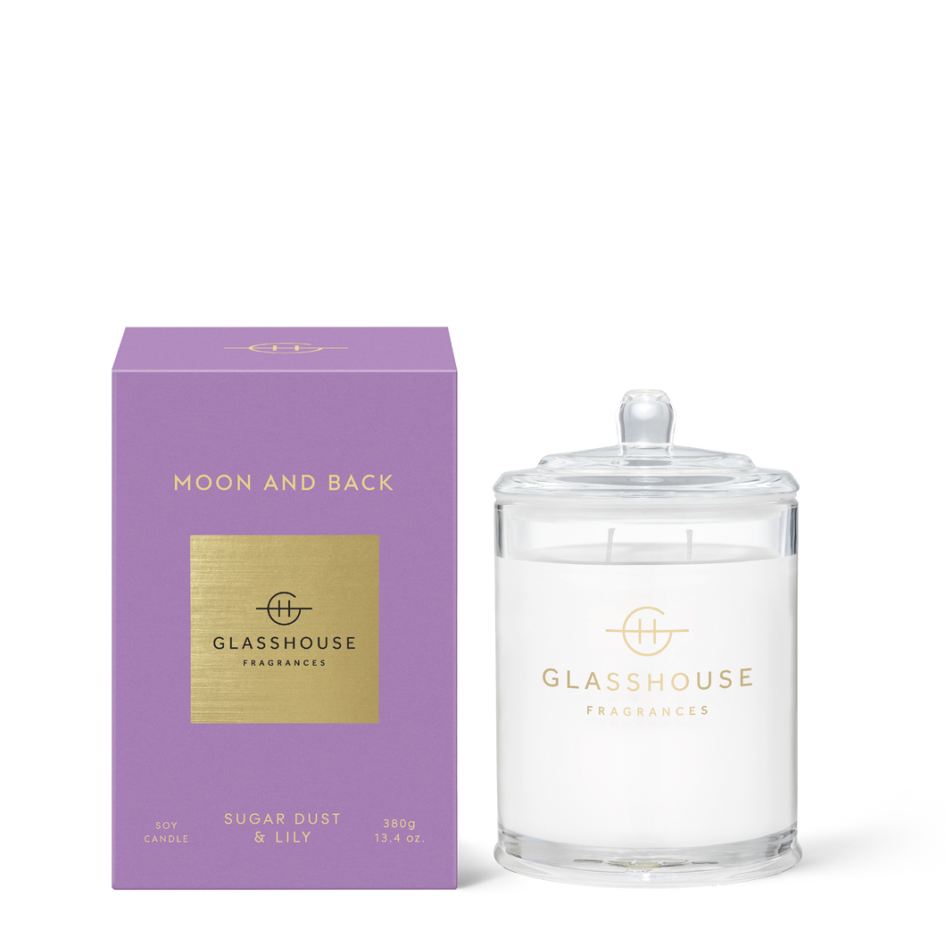 Candle - Moon and Back - (Rose Petals + Brown Sugar) - 380g - Glasshouse
