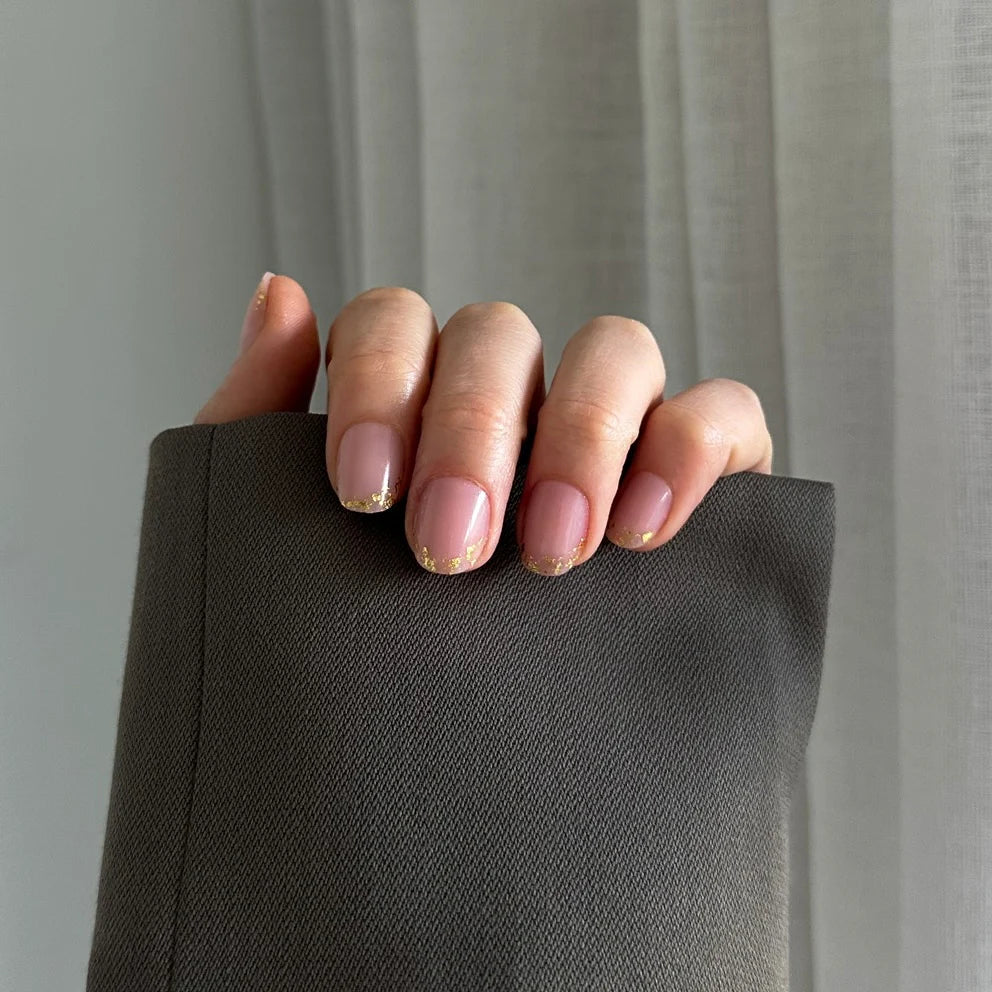 Nail Kit - Gold Tips Extra-Short (gel) - Short Squoval - Pressing Nails