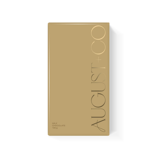 August + Co Milk Chocolate 100g Gold Packaging