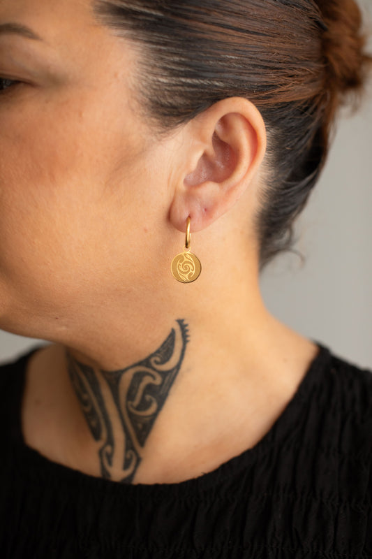 Te Aō Mārama Earrings (Huggies) - Haerenga - Gold