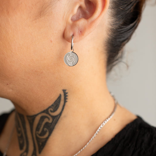 Te Aō Mārama Earrings (Huggies) - Haerenga - Silver