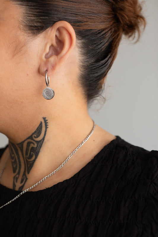 Te Pito Mata - Earrings (Hoops) - Haerenga - Silver