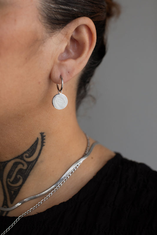 Te Pito Mata - Earrings (Huggies) - Haerenga - Silver