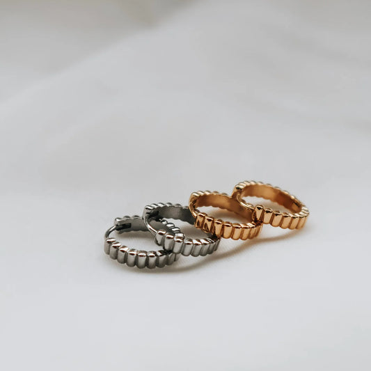Earrings - Katy B - Ribbed Hoops