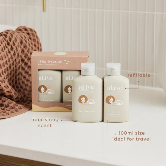 Little Traveller Wash & Lotion Travel Set - Al.ive - Calming Oatmeal