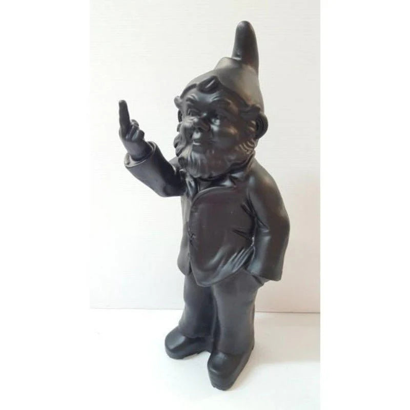Cheeky Gnome Statue - Black - F You