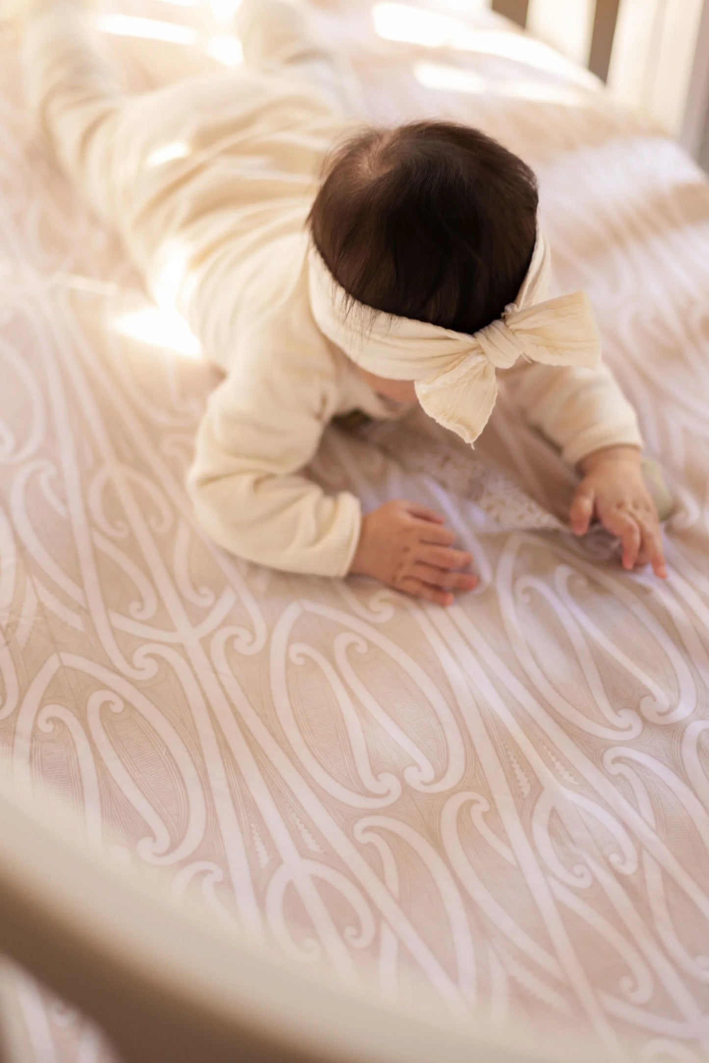 Fitted Cot Sheet - Taurikura Natural - Hawaiiki Pēpi