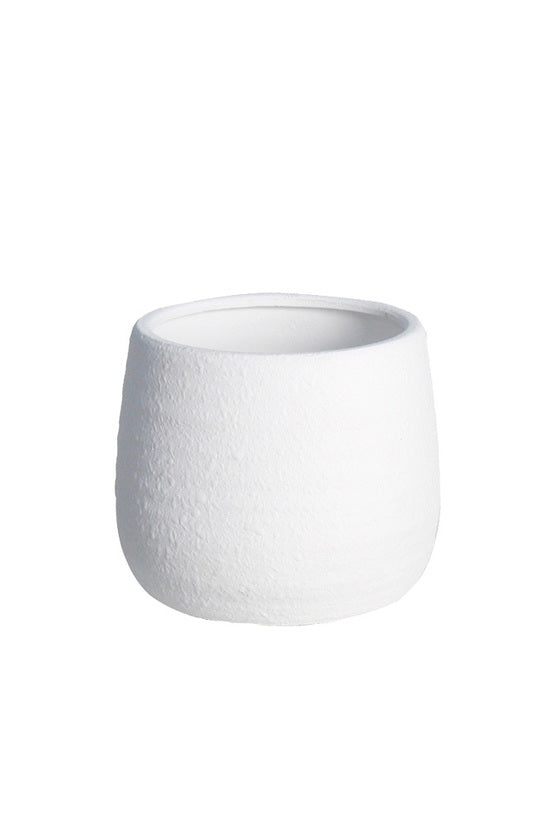 Kianna White Bellied Cover Pot - Small - Height 15cm