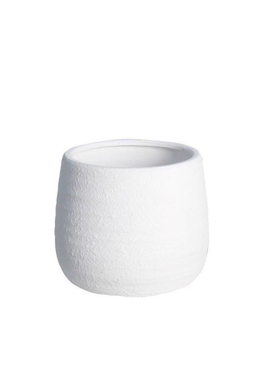 Kianna White Bellied Cover Pot - Small - Height 15cm