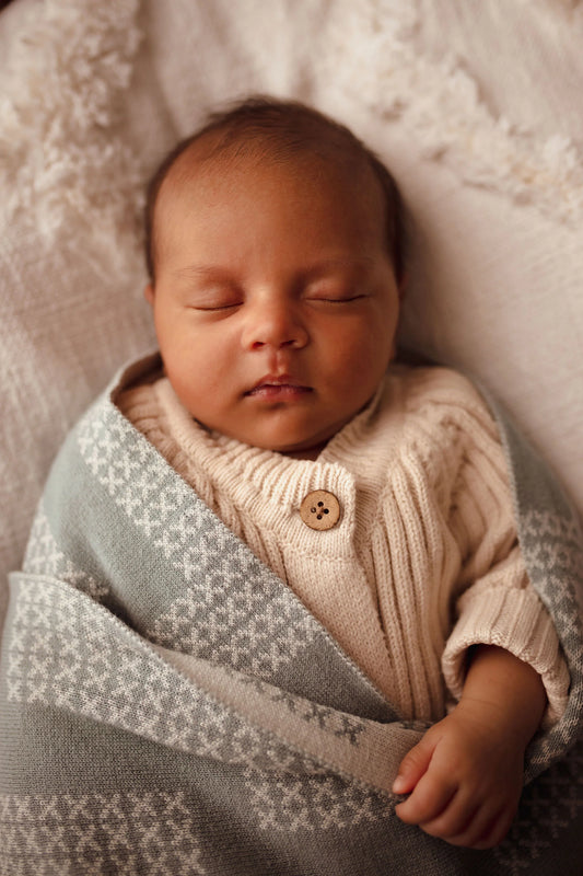 Pēpi Blanket - Knitted - Poutama - Awhi Company - Blue