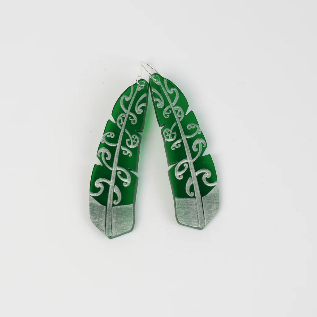 Earrings - Te Raukura - Green - Nichola Te Kiri