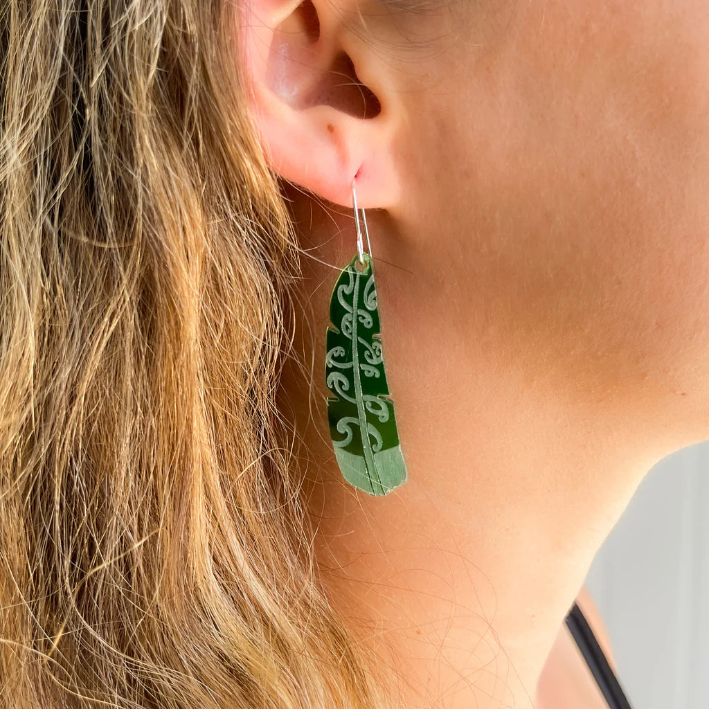 Earrings - Te Raukura - Green - Nichola Te Kiri