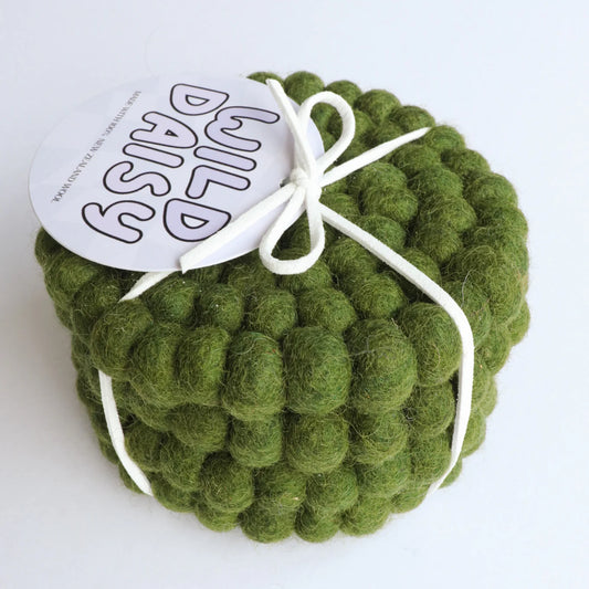 Coaster Set - Felt Ball - Olive