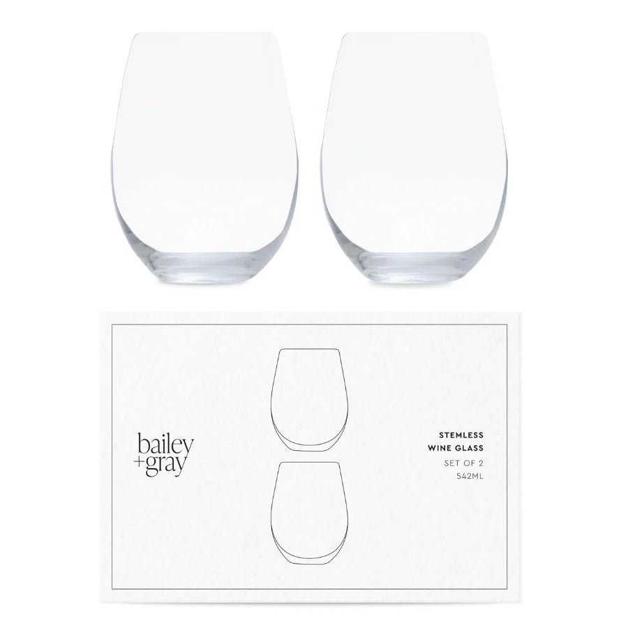 Stemless Wine Glass 542ml (Set of 2) - Bailey + Gray
