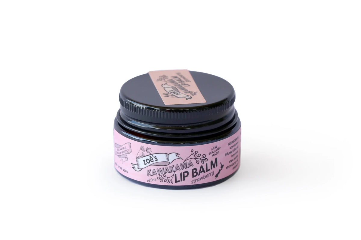 Kawakawa Lip Balm - Strawberry - Zoes Kawakawa