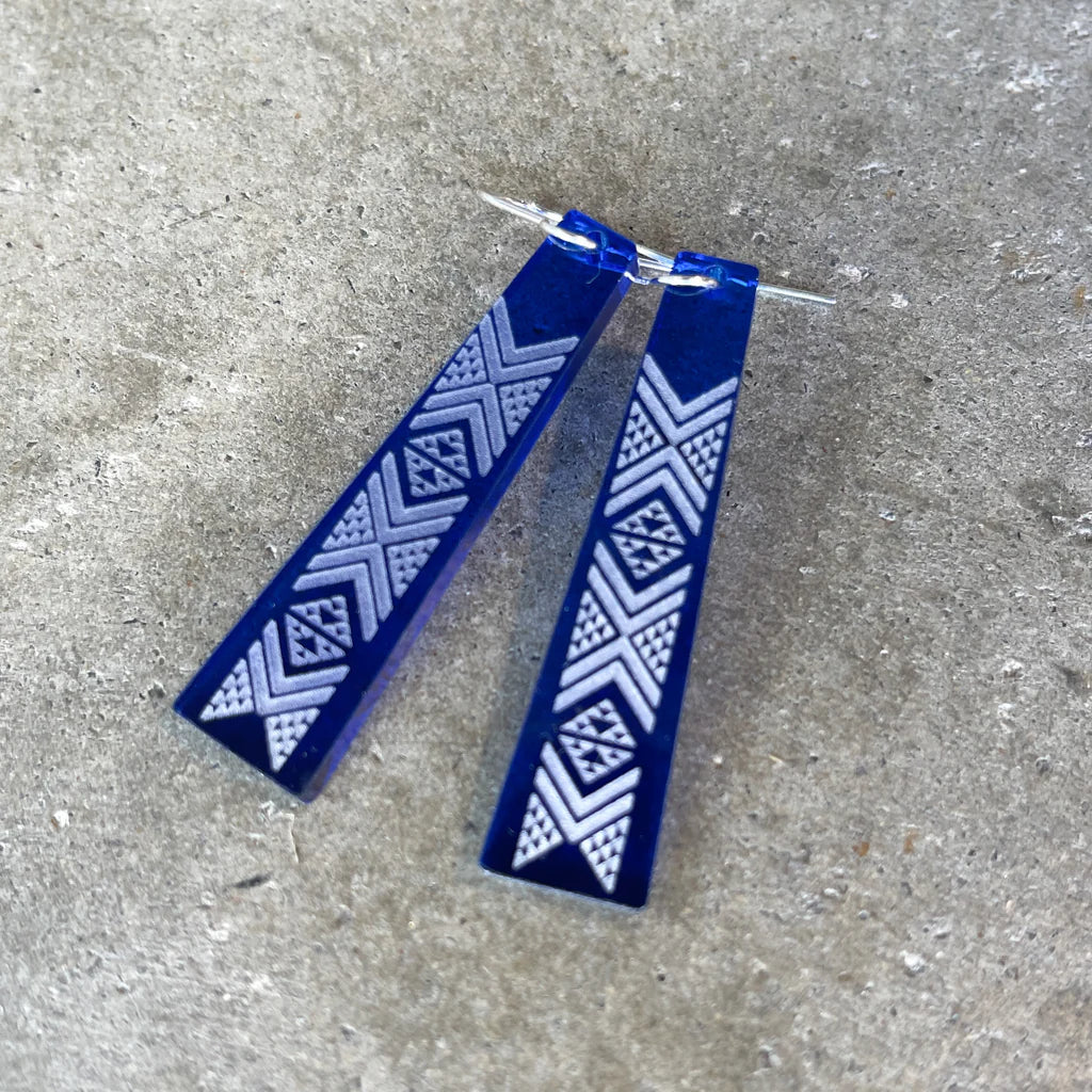 Earrings - Tāniko - Blue - Nichola Te Kiri