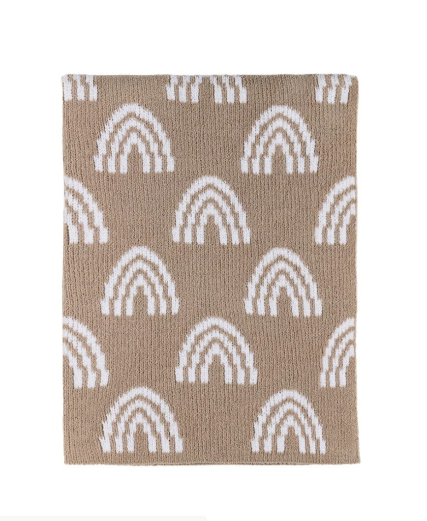 Baby Blanket - Knitted Chenille - Taupe Rainbow