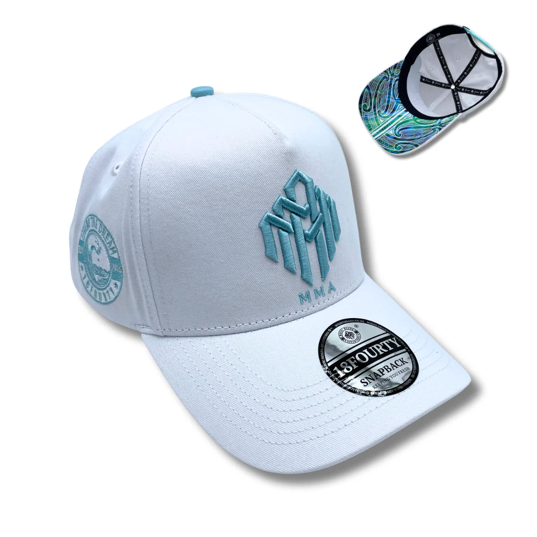 Snapback Cap MMA (Pāua White) - Māori Moana Adventures