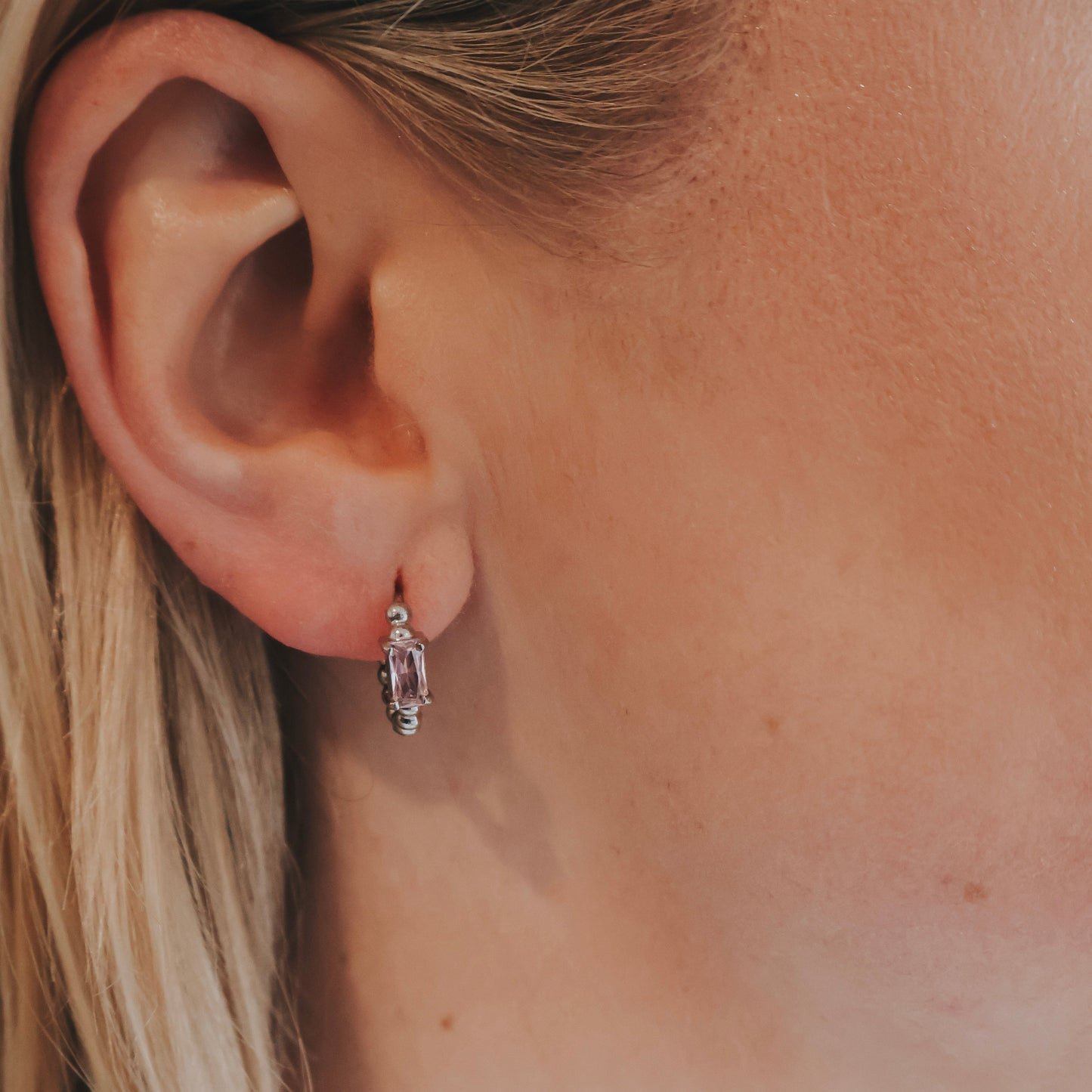 Izzy Hoop (Pink Stone) - Katy B Jewellery