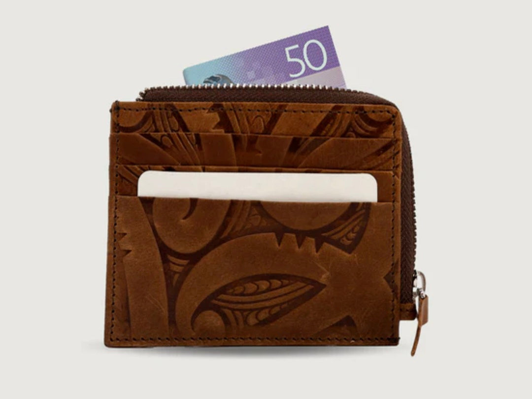 Slimline Card Wallet - Uptown - Miriama Grace-Smith - Tan