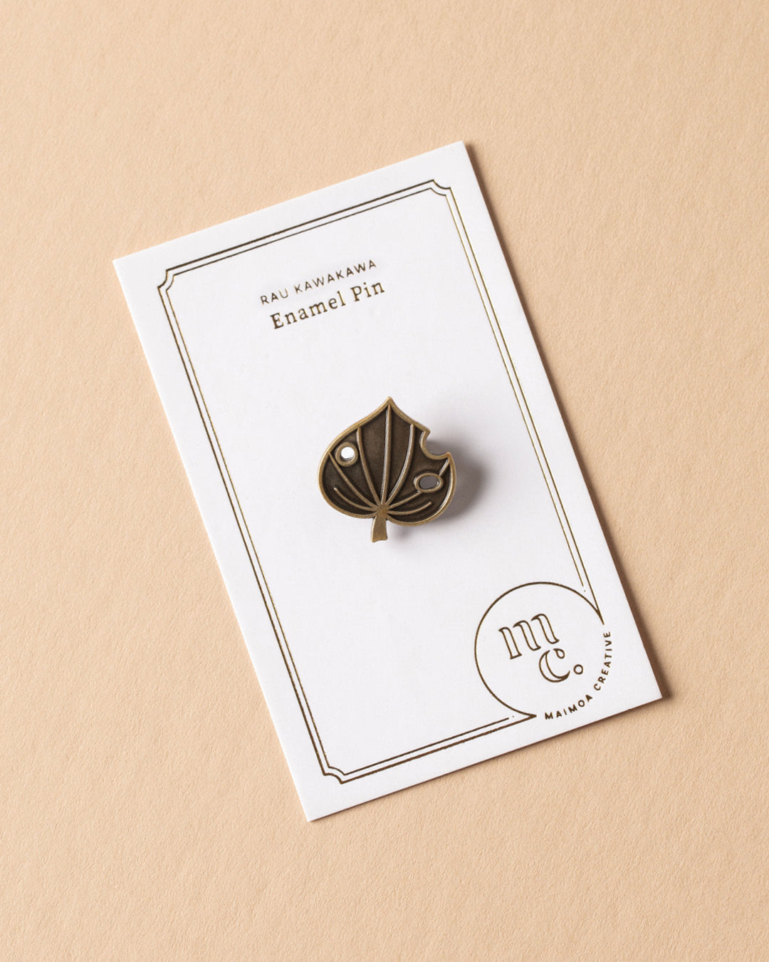 Badge Pin - Kawakawa Leaf - Antique Gold Pin- Maimoa Creative
