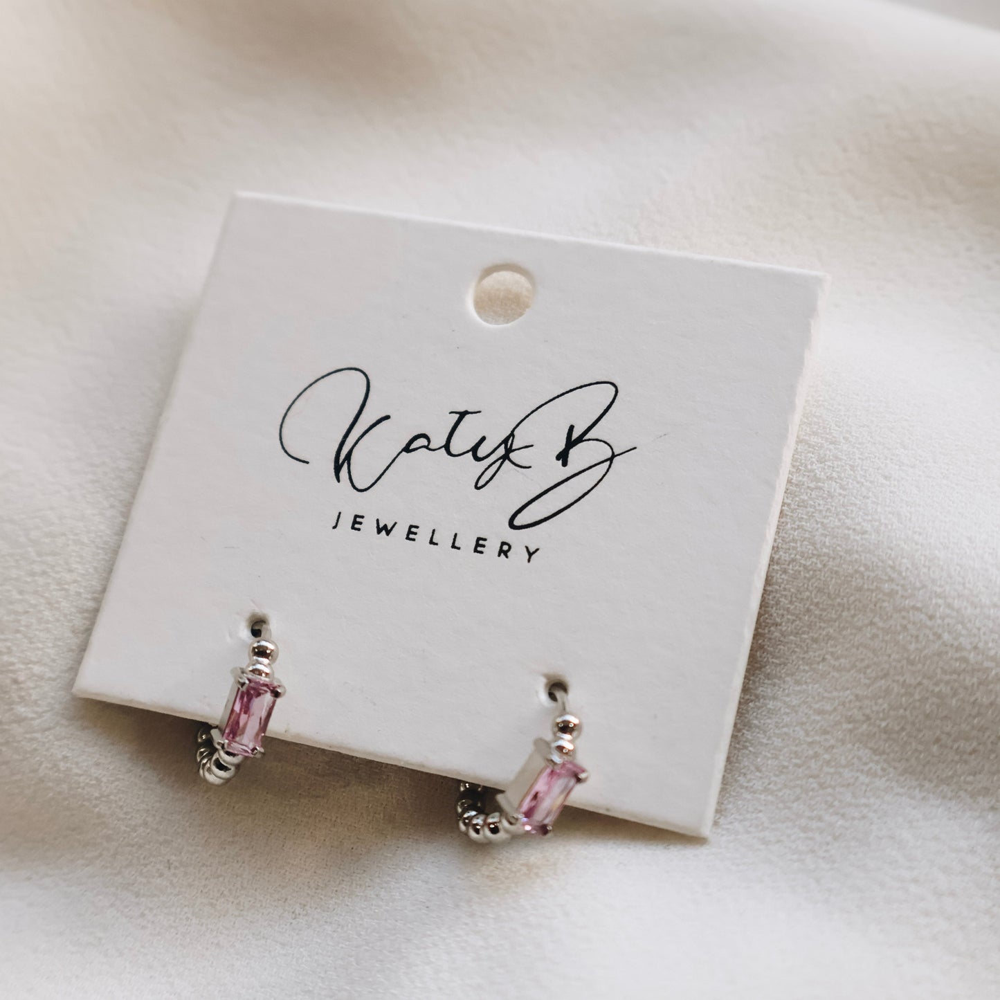 Izzy Hoop (Pink Stone) - Katy B Jewellery