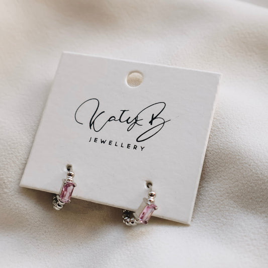 Izzy Hoop (Pink Stone) - Katy B Jewellery