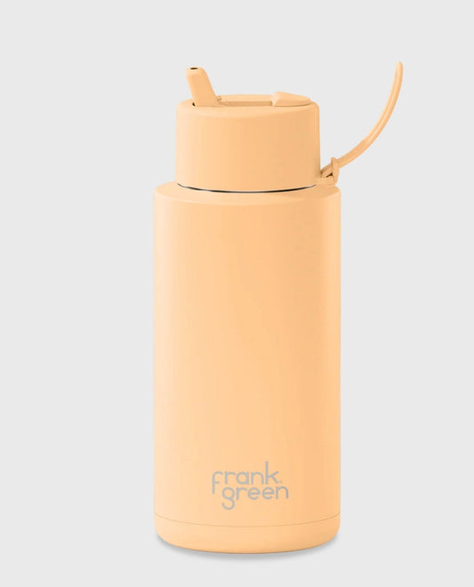 Reusable Bottle - Frank Green - 1ltr - Glow in the Dark! Solar Glow (Peach)