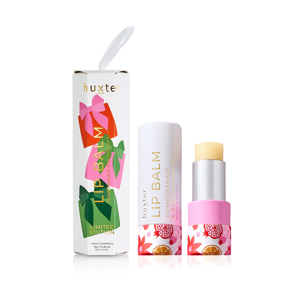 Hanging Lip Balm 9gm - Pomegranate & Blackcurrant (White) - Huxter