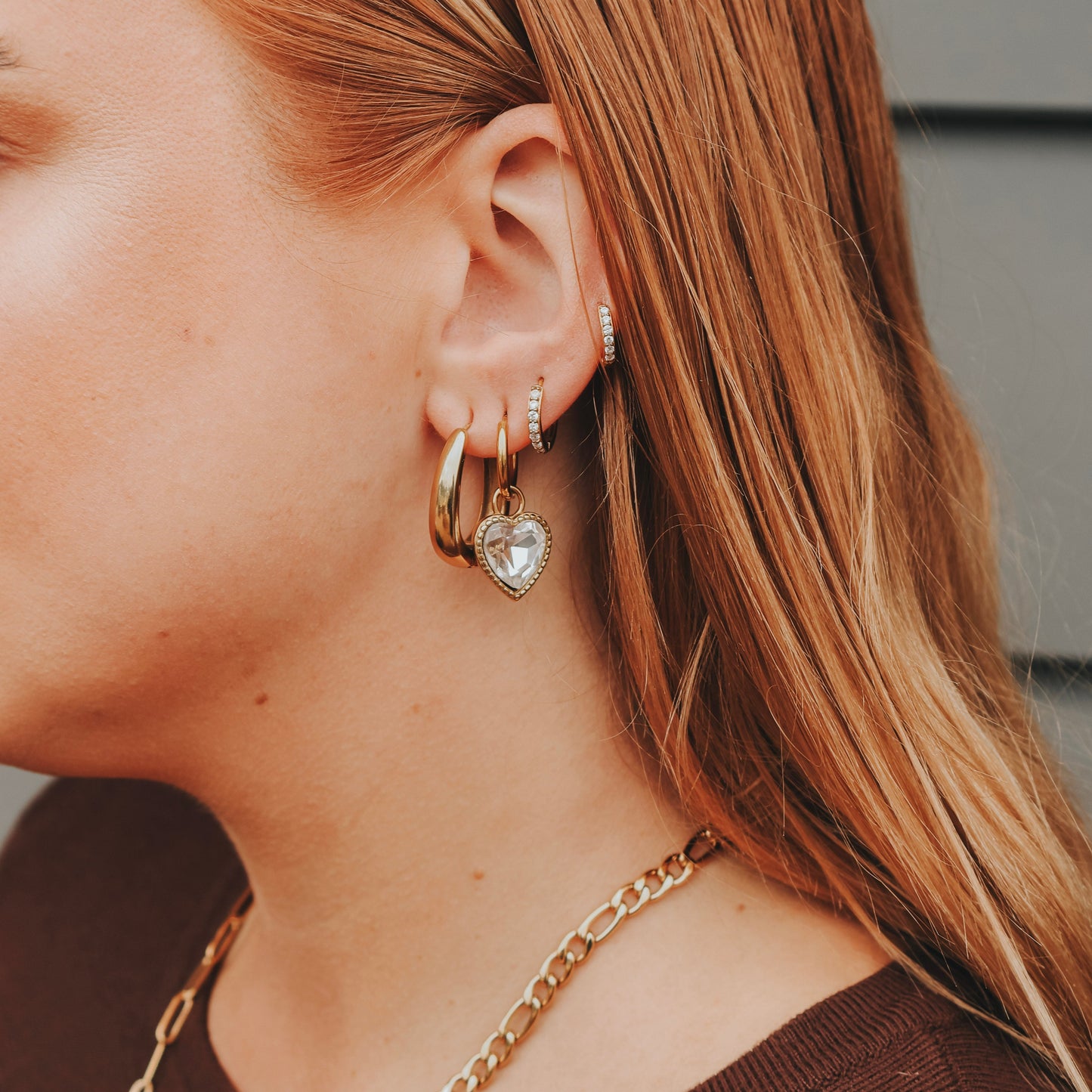 Earrings - CZ Heart Hoops - Katy B