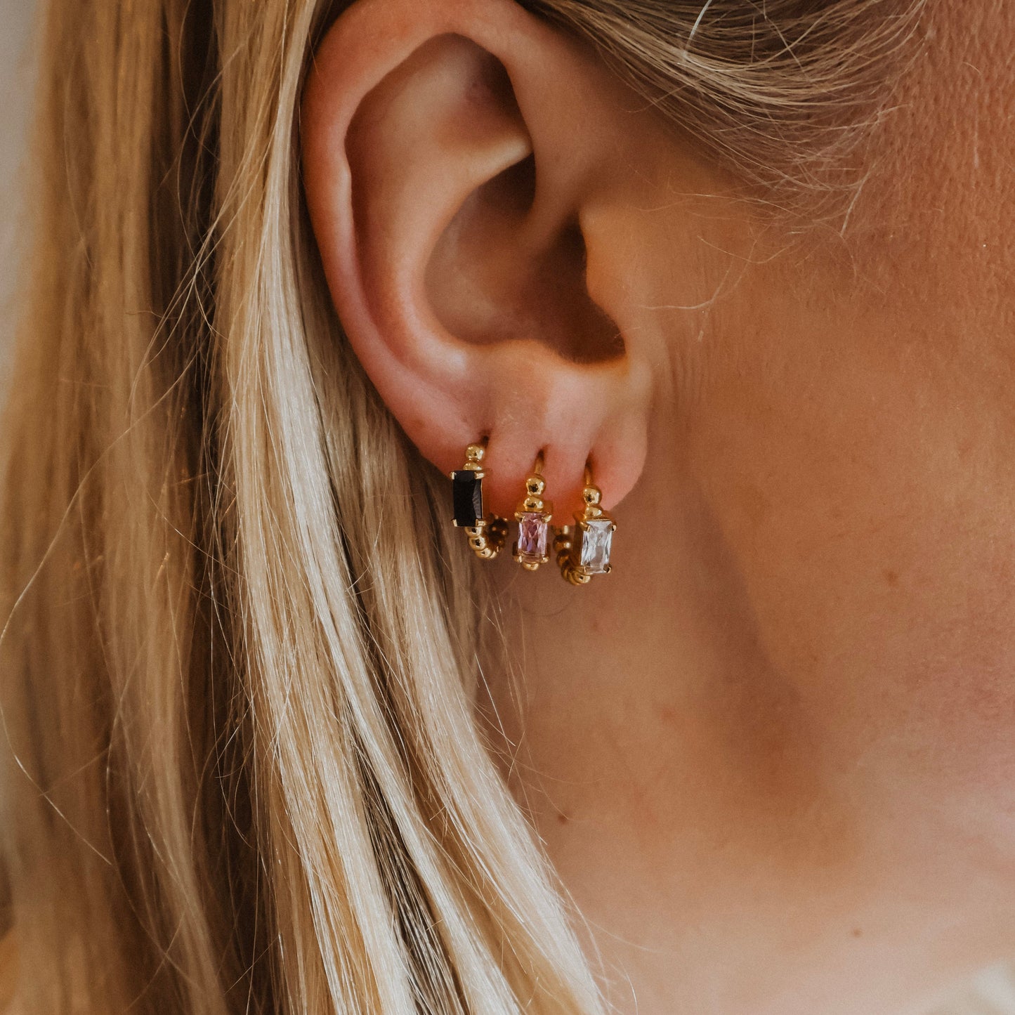 Izzy Hoop (Pink Stone) - Katy B Jewellery