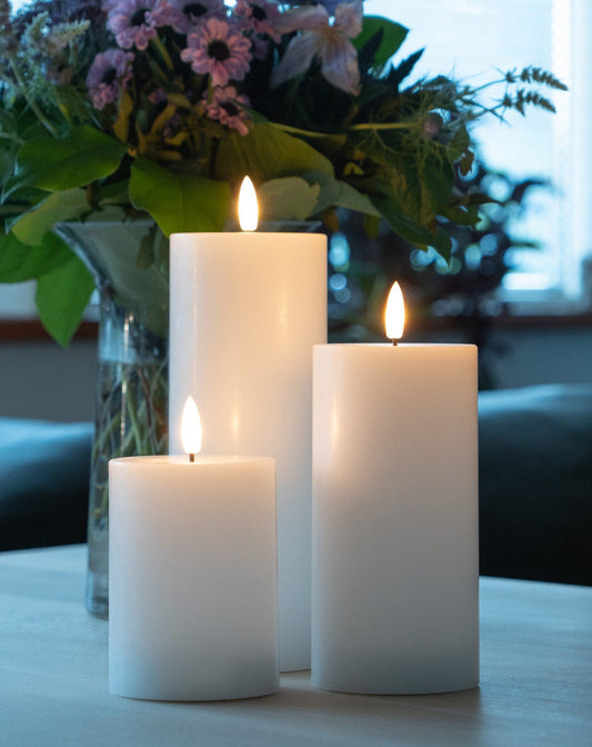 LED Candle - 15cm x 10cm White Pillar Indoor